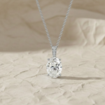 Load image into Gallery viewer, 1.50ctw Oval Lab Diamond Necklace, 14k Gold Solitaire Pendant, F+ VS+ Grown Diamond, Prong Set, Everyday Fine Jewelry Gift for Her