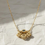 Load image into Gallery viewer, Oval Blue Sapphire Necklace with Lab Grown Diamonds | 14K Gold Bezel Set Necklace Gift for Her Jwalin Jewels