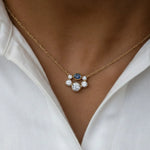 Load image into Gallery viewer, Oval Blue Sapphire Necklace with Lab Grown Diamonds | 14K Gold Bezel Set Necklace Gift for Her Jwalin Jewels