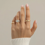 Load image into Gallery viewer, Diamond Three Stone Ring | Bezel Set Oval Cut 2 CT + 1 CT F+ VS+ | 14K Solid Gold Gold Jewelry for Bridal, Gift, Custom, Modern Style