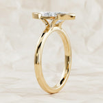 Load image into Gallery viewer, 2 Carat Elongated Marquise F VS+ Lab Grown Diamond One of a Kind Solitaire Ring, 14k Gold Half Bezel minimalist Modern Engagement Ring