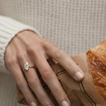 Load image into Gallery viewer, 2 Carat Elongated Marquise F VS+ Lab Grown Diamond One of a Kind Solitaire Ring, 14k Gold Half Bezel minimalist Modern Engagement Ring