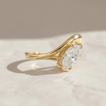 Load image into Gallery viewer, Marquise Lab Grown Diamond Solitaire Ring,14K Gold, Engagement Statement Jewelry, Curved Bypass Design, IGI Certified, Modern Elegant Gift Jwalin Jewels