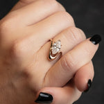 Load image into Gallery viewer, Marquise Lab Grown Diamond Solitaire Ring,14K Gold, Engagement Statement Jewelry, Curved Bypass Design, IGI Certified, Modern Elegant Gift
