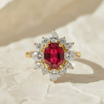 Load image into Gallery viewer, Solid Gold Oval Cut Lab-Grown Ruby Engagement Ring, Proposal Ring, Promise Ring, Art Deco Ring, Anniversary/ Birthday Gift for Women, Wife