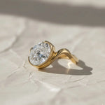 Load image into Gallery viewer, Lab Grown Oval Cut Diamond Ring, Bezel Set, 2.00 CT F+ VS+ Certified IGI Gold Engagement Ring, East West Solitaire, Luxury Jewelry Jwalin Jewels