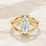 Load image into Gallery viewer, East West 1CT Marquise Cut Diamond Engagement Ring, Solitaire Marquise Ring 14K Solid Yellow Gold Ring Statement Ring