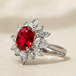 Load image into Gallery viewer, Solid Gold Oval Cut Lab-Grown Ruby Engagement Ring, Proposal Ring, Promise Ring, Art Deco Ring, Anniversary/ Birthday Gift for Women, Wife