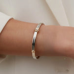 Load image into Gallery viewer, Bangle Bracelet, Statement Jewelry, Two Tone Diamond Bangle, Minimalist Bracelet, Vintage Jewelry, Stacking Bracelet, Bangles Jwalin Jewels