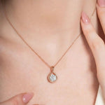 Load image into Gallery viewer, Round Diamond Necklace, Dainty Necklace, Gold Necklace, Layering Necklace, Gift for her, Diamond Pendant, Anniversary Gift Jwalin Jewels