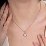 Load image into Gallery viewer, Round Diamond Necklace, Dainty Necklace, Gold Necklace, Layering Necklace, Gift for her, Diamond Pendant, Anniversary Gift Jwalin Jewels