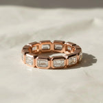 Load image into Gallery viewer, Emerald Cut Lab Grown Diamond Eternity Ring, 14K Yellow Gold Bezel Set Jwalin Jewels