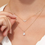 Load image into Gallery viewer, 1.50ctw Oval Lab Diamond Necklace, 14k Gold Solitaire Pendant, F+ VS+ Grown Diamond, Prong Set, Everyday Fine Jewelry Gift for Her