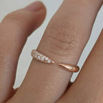 Load image into Gallery viewer, Stackable Ring / 14k Gold Pave Diamond Open Cuff Claw Diamond Ring / Minimal Dainty Stacking Diamond Ring by Jwelin Jewelry Jwalin Jewels