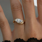 Load image into Gallery viewer, Diamond Bezel Set Ring in 9K, 14K, 18K White, Yellow, or Rose Gold Handcrafted Lab-Grown Diamonds, SGL & IGI Certified Jwalin Jewels