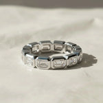 Load image into Gallery viewer, Emerald Cut Lab Grown Diamond Eternity Ring, 14K Yellow Gold Bezel Set Jwalin Jewels