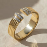 Load image into Gallery viewer, Lab Grown Diamond Cuff Ring, 14K Solid Gold, Pave & Prong Setting, Stackable, Bridal, Promise, Trendy Statement Jewelry for Women Jwalin Jewels