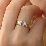 Load image into Gallery viewer, Lab Grown Diamond Cuff Ring, 14K Solid Gold, Pave & Prong Setting, Stackable, Bridal, Promise, Trendy Statement Jewelry for Women Jwalin Jewels