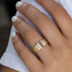 Load image into Gallery viewer, Lab Grown Diamond Cuff Ring, 14K Solid Gold, Pave & Prong Setting, Stackable, Bridal, Promise, Trendy Statement Jewelry for Women Jwalin Jewels