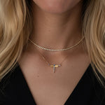 Load image into Gallery viewer, Lab Grown Tanzanite & Blue Topaz Dragonfly Necklace, Gold Filled, Nature Inspired, Dainty Fine Jewelry, Gift for Her, Boho Jewelry