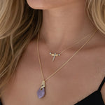 Load image into Gallery viewer, Lab Grown Tanzanite & Blue Topaz Dragonfly Necklace, Gold Filled, Nature Inspired, Dainty Fine Jewelry, Gift for Her, Boho Jewelry