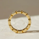 Load image into Gallery viewer, Emerald Cut Lab Grown Diamond Eternity Ring, 14K Yellow Gold Bezel Set Jwalin Jewels