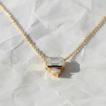 Load image into Gallery viewer, Bezel Set Emerald Cut Lab Grown Diamond Pendant Necklace: 14k Gold, IGI Certified Jwalin Jewels