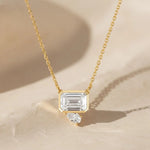 Load image into Gallery viewer, Bezel Set Emerald Cut Lab Grown Diamond Pendant Necklace: 14k Gold, IGI Certified Jwalin Jewels