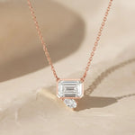 Load image into Gallery viewer, Bezel Set Emerald Cut Lab Grown Diamond Pendant Necklace: 14k Gold, IGI Certified Jwalin Jewels