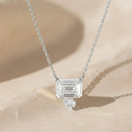 Load image into Gallery viewer, Bezel Set Emerald Cut Lab Grown Diamond Pendant Necklace: 14k Gold, IGI Certified Jwalin Jewels