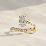 Load image into Gallery viewer, Lab Grown Oval & Round Diamond Engagement Ring, 14K Solid Gold, Bypass Style, Certified, Women's Wedding or Promise Ring