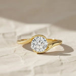 Load image into Gallery viewer, 1.00 Ctw Round Lab Diamond Ring, 14k Gold S Shape Setting, Unique Solitaire Engagement Ring Jwalin Jewels