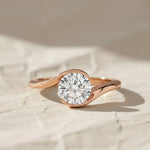 Load image into Gallery viewer, 1.00 Ctw Round Lab Diamond Ring, 14k Gold S Shape Setting, Unique Solitaire Engagement Ring Jwalin Jewels