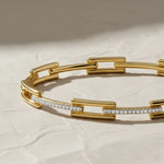 Load image into Gallery viewer, Diamond Gold Bangle Bracelet, 14K White, Yellow, Rose Gold, Pave Set, 0.27cts Lab Grown Diamonds, Modern Geometric Jewelry for Women, Gift Jwalin Jewels