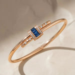 Load image into Gallery viewer, 14K Solid Gold Bangle Bracelet for Women, Lab Grown Diamond & Blue Sapphire Micro Pavé, Gift for Her, Wedding, Anniversary Jewelry Jwalin Jewels