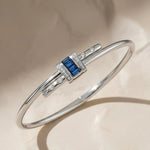 Load image into Gallery viewer, 14K Solid Gold Bangle Bracelet for Women, Lab Grown Diamond & Blue Sapphire Micro Pavé, Gift for Her, Wedding, Anniversary Jewelry Jwalin Jewels