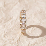 Load image into Gallery viewer, Oval Cut Lab Grown Diamond Wedding Band / CVD Diamond Stone Band / 14K Solid Gold Engagement Band / Hand Made Diamond Anniversary Band