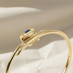 Load image into Gallery viewer, 14K Solid Gold Bangle Bracelet for Women, Lab Grown Diamond & Blue Sapphire Micro Pavé, Gift for Her, Wedding, Anniversary Jewelry Jwalin Jewels