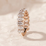 Load image into Gallery viewer, Oval Cut Lab Grown Diamond Wedding Band / CVD Diamond Stone Band / 14K Solid Gold Engagement Band / Hand Made Diamond Anniversary Band