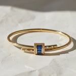 Load image into Gallery viewer, 14K Solid Gold Bangle Bracelet for Women, Lab Grown Diamond & Blue Sapphire Micro Pavé, Gift for Her, Wedding, Anniversary Jewelry Jwalin Jewels