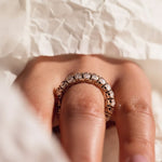 Load image into Gallery viewer, Oval Cut Lab Grown Diamond Wedding Band / CVD Diamond Stone Band / 14K Solid Gold Engagement Band / Hand Made Diamond Anniversary Band