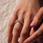 Load image into Gallery viewer, Oval Cut Lab Grown Diamond Wedding Band / CVD Diamond Stone Band / 14K Solid Gold Engagement Band / Hand Made Diamond Anniversary Band