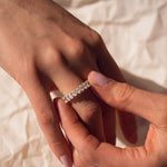 Load image into Gallery viewer, Oval Cut Lab Grown Diamond Wedding Band / CVD Diamond Stone Band / 14K Solid Gold Engagement Band / Hand Made Diamond Anniversary Band