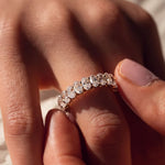 Load image into Gallery viewer, Oval Cut Lab Grown Diamond Wedding Band / CVD Diamond Stone Band / 14K Solid Gold Engagement Band / Hand Made Diamond Anniversary Band