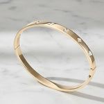 Load image into Gallery viewer, Flush Set Diamond Bangle Bracelet - 0.49 Carat Weight VS1 Diamonds. 14K Yellow Gold Diamond Bangle Bracelet: Flush Set Multi Shape Cut Stone