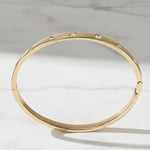 Load image into Gallery viewer, Flush Set Diamond Bangle Bracelet - 0.49 Carat Weight VS1 Diamonds. 14K Yellow Gold Diamond Bangle Bracelet: Flush Set Multi Shape Cut Stone