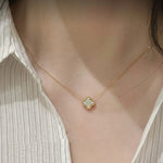 Load image into Gallery viewer, Diamond Clover Necklace, 12 Lab Grown Diamonds, Gold Pendant, Dainty Layering Necklace, Bridesmaid Gift, Delicate Everyday Jewelry Jwalin Jewels