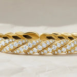 Load image into Gallery viewer, Diamond Twist Bangle, 14k 18k Solid Gold, Diamond Accents, Twisted Rope Bracelet, Minimalist Jewelry, Subtle Elegance, Modern Design Jwalin Jewels