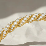 Load image into Gallery viewer, Diamond Twist Bangle, 14k 18k Solid Gold, Diamond Accents, Twisted Rope Bracelet, Minimalist Jewelry, Subtle Elegance, Modern Design Jwalin Jewels