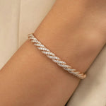 Load image into Gallery viewer, Diamond Twist Bangle, 14k 18k Solid Gold, Diamond Accents, Twisted Rope Bracelet, Minimalist Jewelry, Subtle Elegance, Modern Design Jwalin Jewels